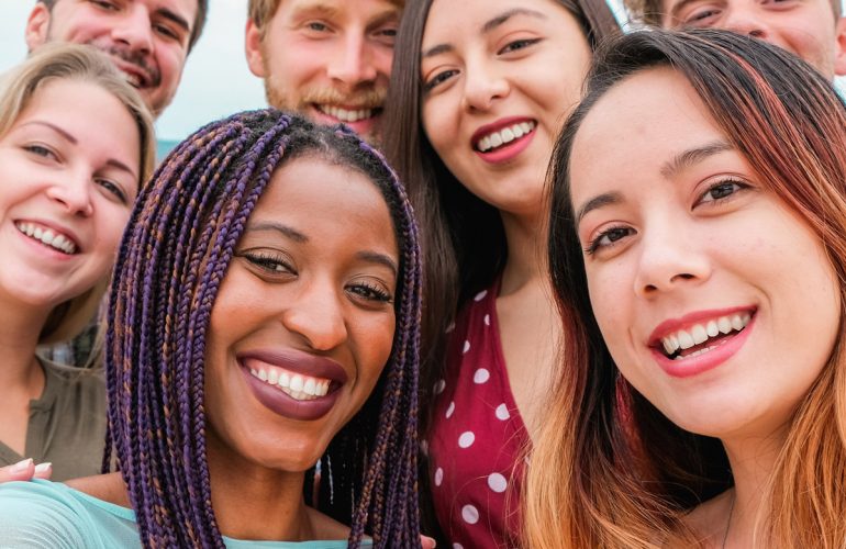 Young adults smiling